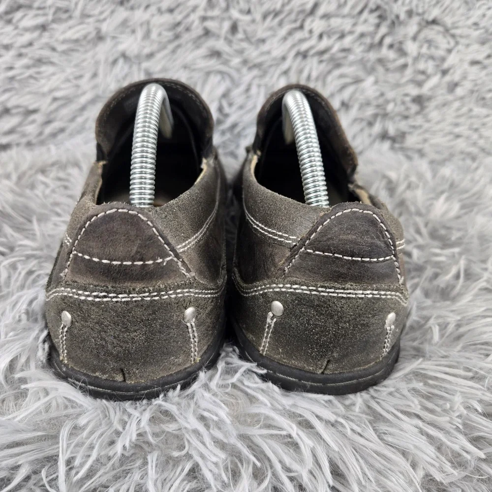 Skechers Mens 10 Charcoal‎ Leather Contrast Stitch Slip On Loafer 62176